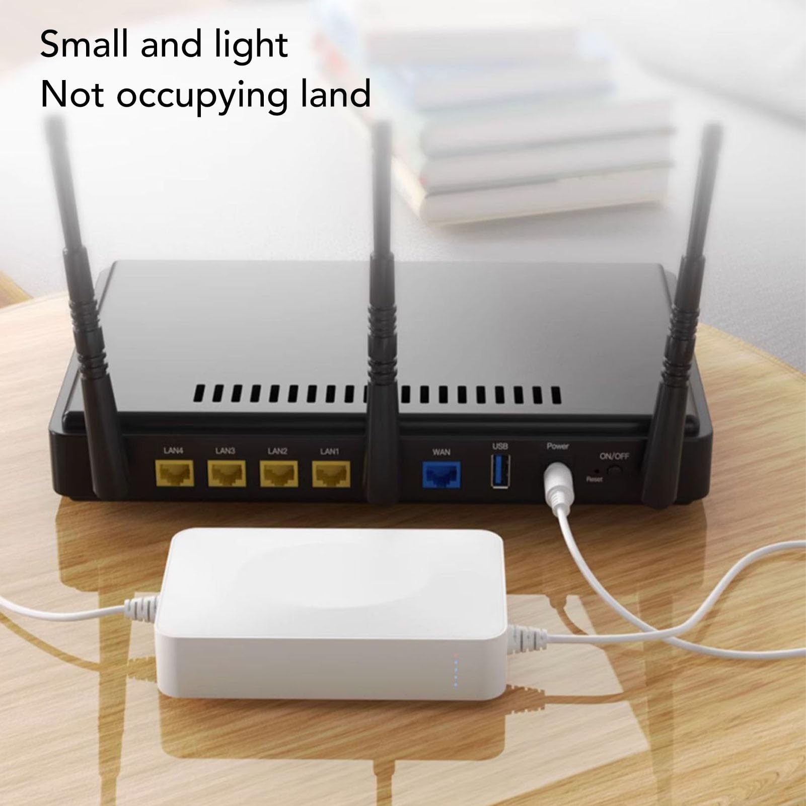 YWBL-WH Mini DC UPS UPS 9000 MAh Copia de Seguridad Fuente de Alimentación de Respaldo No Interrumpir para el Enrutador de Cámara DC 9V 2A, Fuente de Alimentación Portátil para Viajes en el Hogar