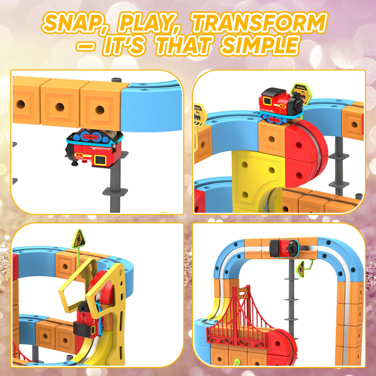 Magnetic Electric Train Set for Kids 88PCS Magnetic Train Infinity Racer Track, Cube Tracks Train Set Toys for Toddlers 4-8 - Image 3