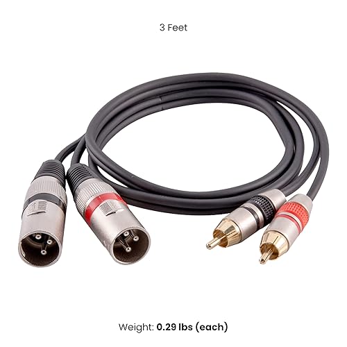 Miniatura 2 de Seismic Audio Altavoces 3 pies XLR Dual Cable de remiendo masculino, 2 XLR a 2 cables de audio RCA