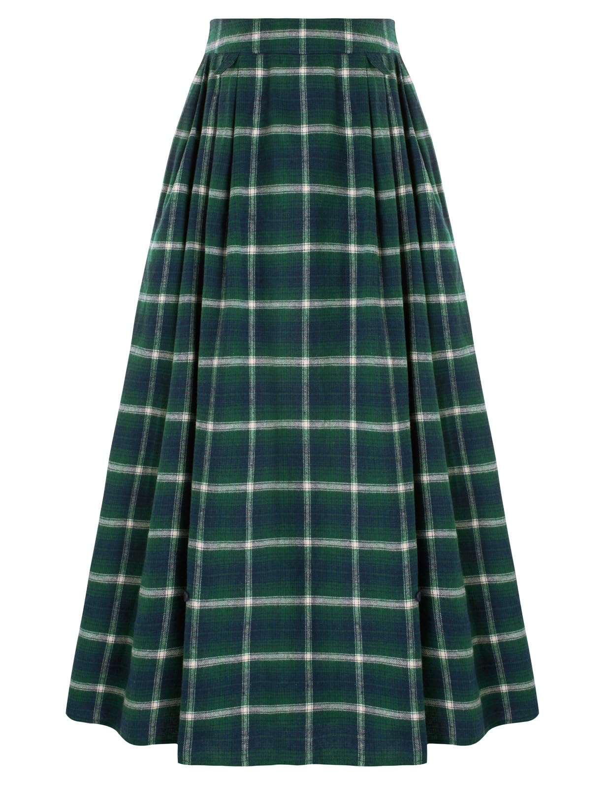 SCARLET DARKNESS Damen Steampunk Rock Langer Plaid Elastische Taille Mittelalter Rock Cosplay