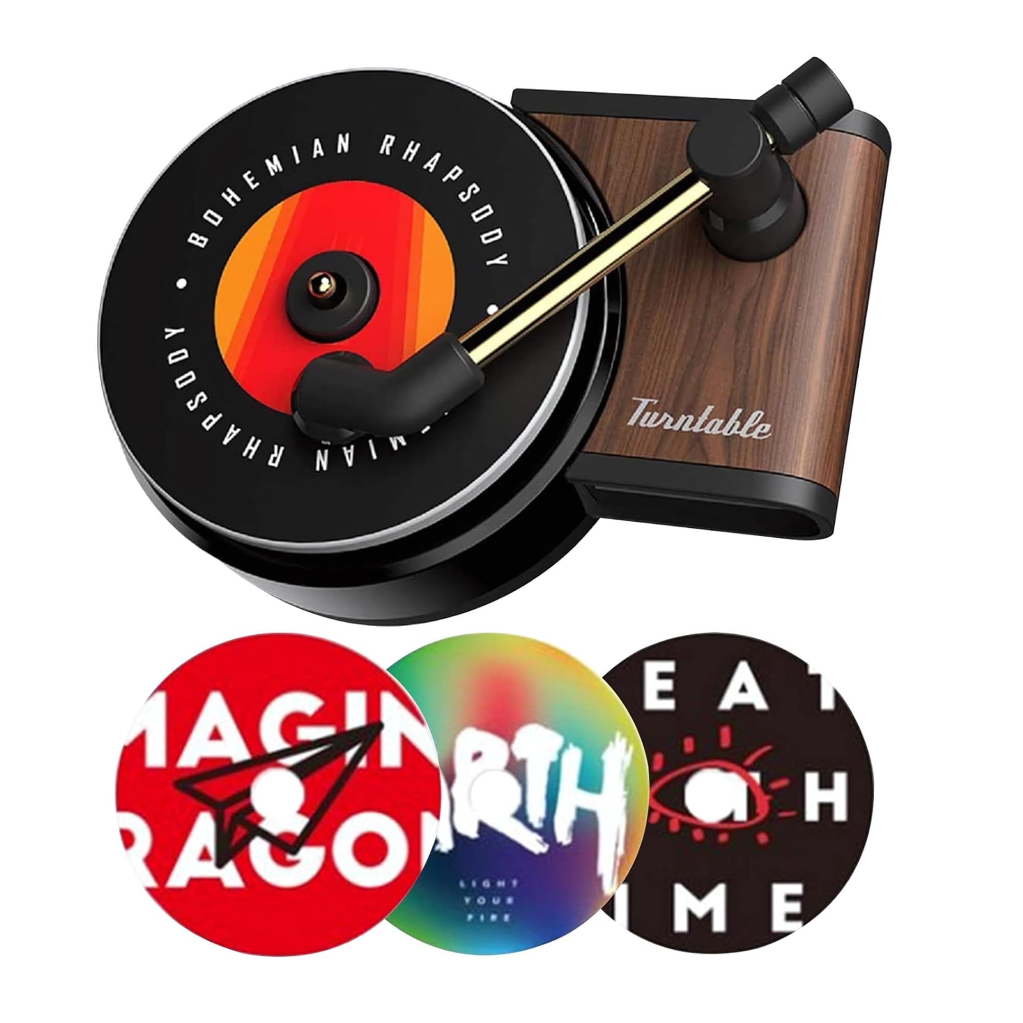 Plastic Car Fragrance Diffuser With Vent Clip In Retro Style Record-Player Design, Automotive Air Freshener Purifier Solid Perfume, 3 Aromatherapy Tablets Included