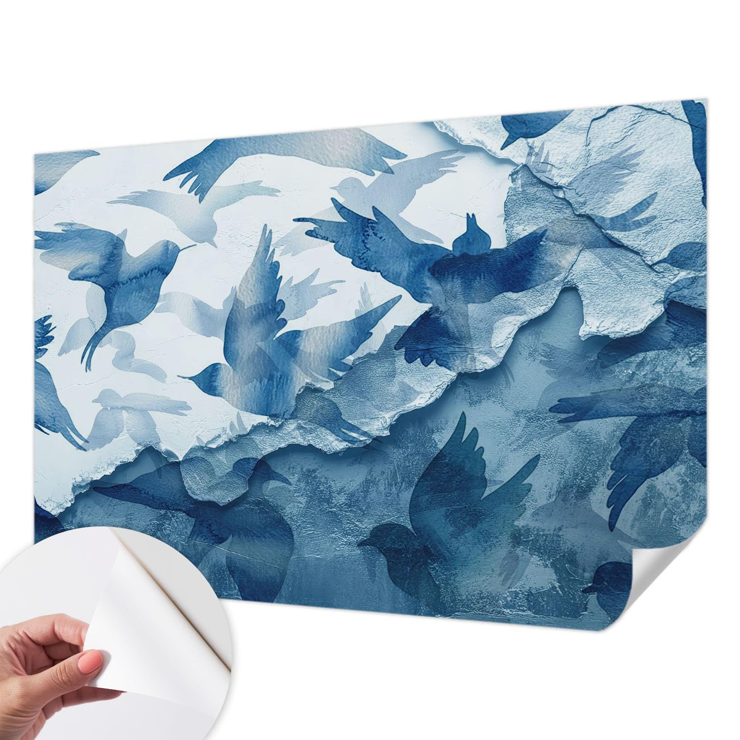 Papel pintado autoadhesivo de pasillo con estampados e ilustraciones de aves