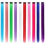 RINBOOOL Colored Hair Extensions, Clip in, 22 Inch Long Straight, 10 Pieces Colorful Set, for Kids Girls Women Highlights Party, Synthetic