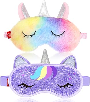 my novel things Cooling Eye Mask and Sleep Mask Cover Rainbow Birthday Cute Gifts Teens Women, Cold Warm Compress for Dry Eyes Spa at Home Travel Plush Blindfold Sleeping
