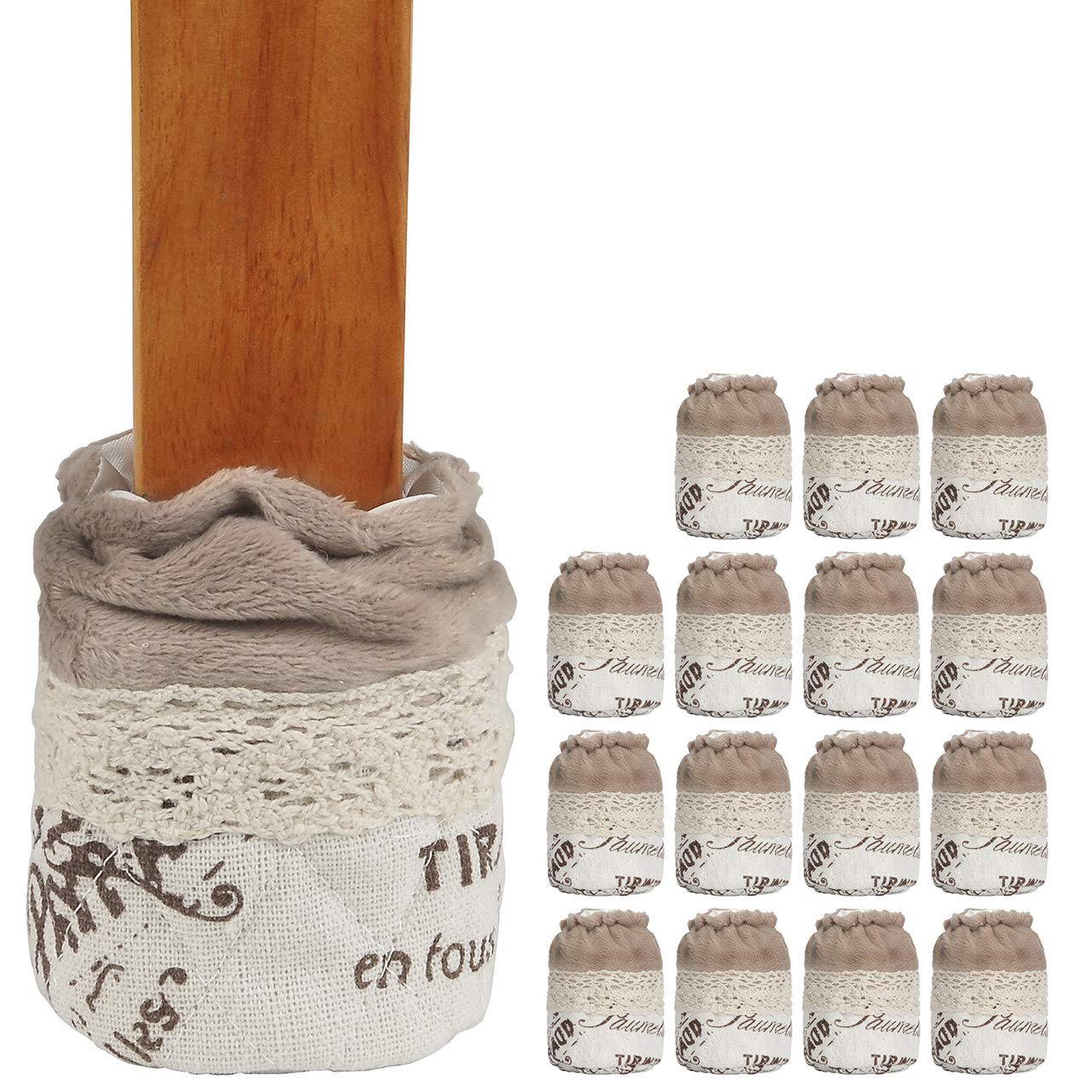 Chair Leg Floor Protectors, 16pcs Table Furniture Leg Feet Tips Cloth Leg Caps, Wood Floor Protectors, Home Decoration (Flannel Letters)