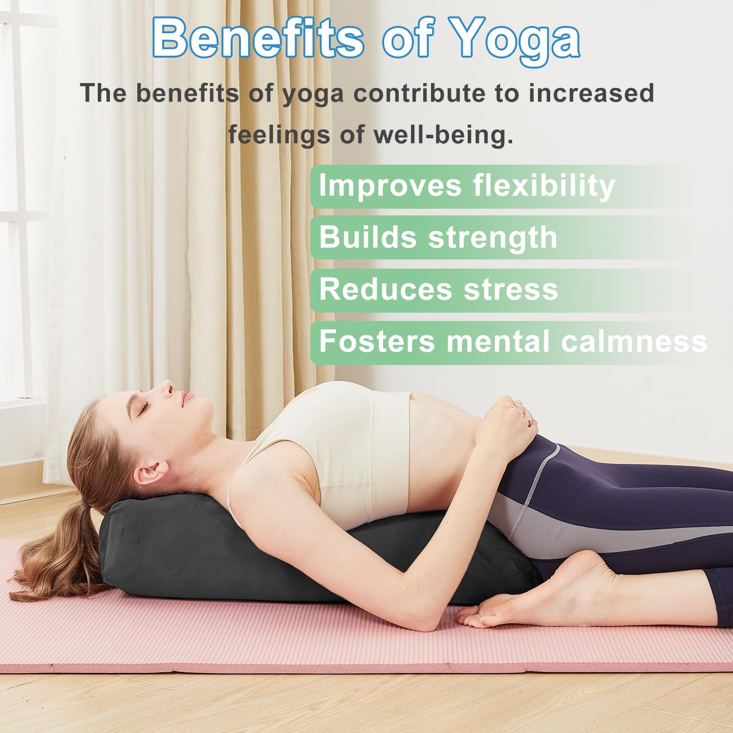 Amazon.com : TokSay Rectangular Yoga Bolster Pillow - Yoga Pillow