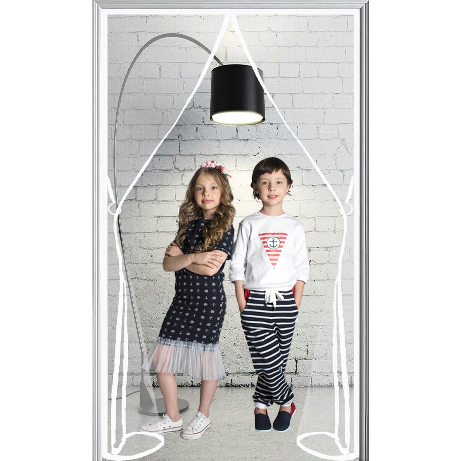 Wyrht White Magnetic Door Screen 130X220cm Patio Curtain Insect Mesh Fly Screen French Doors No Gap Magnetism Automatically Closes For Keeping Out Flies & Bug