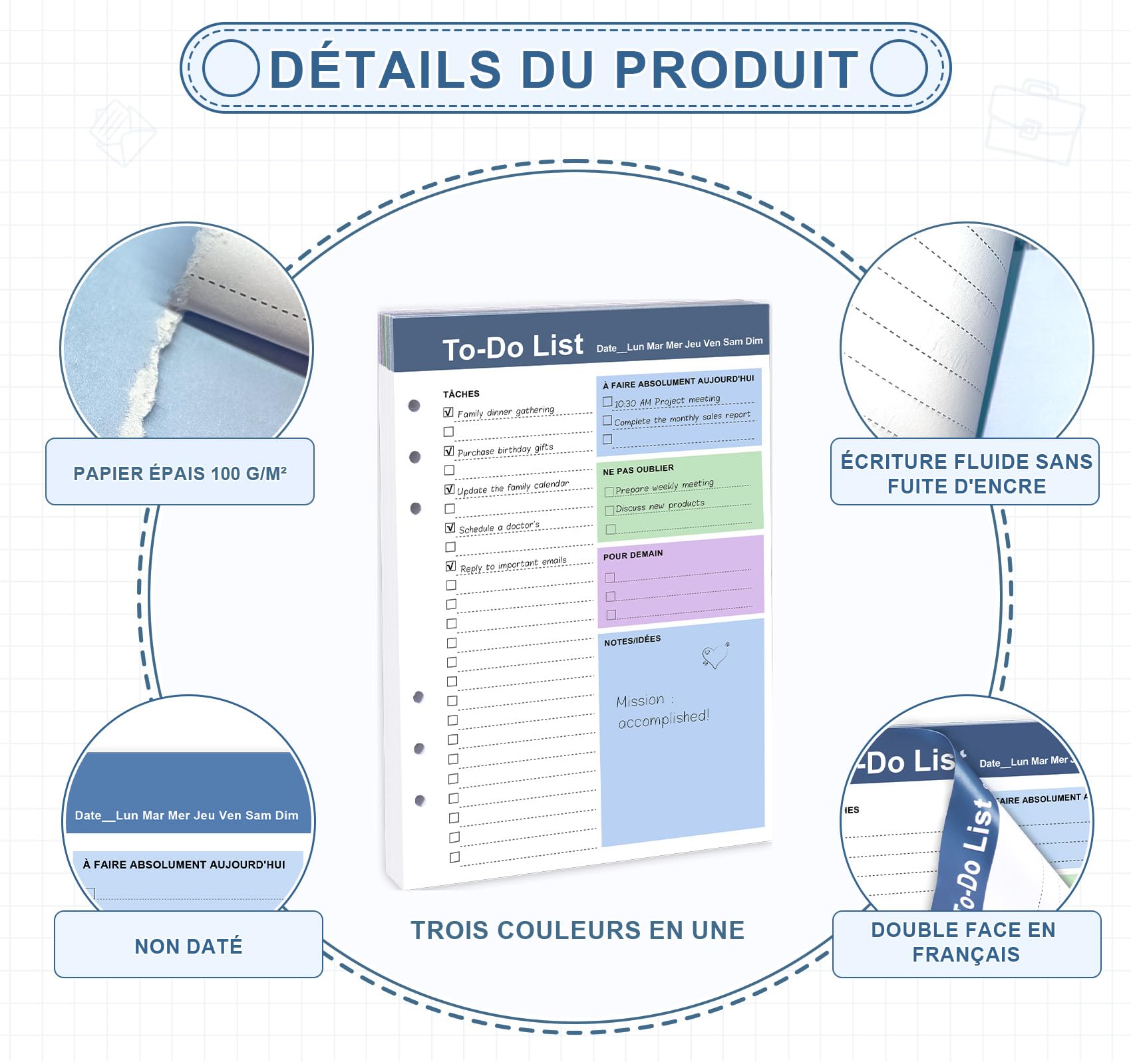 Agoer To Do List Bloc Notes DIN A5,180 Pages Non-Datées Bloc