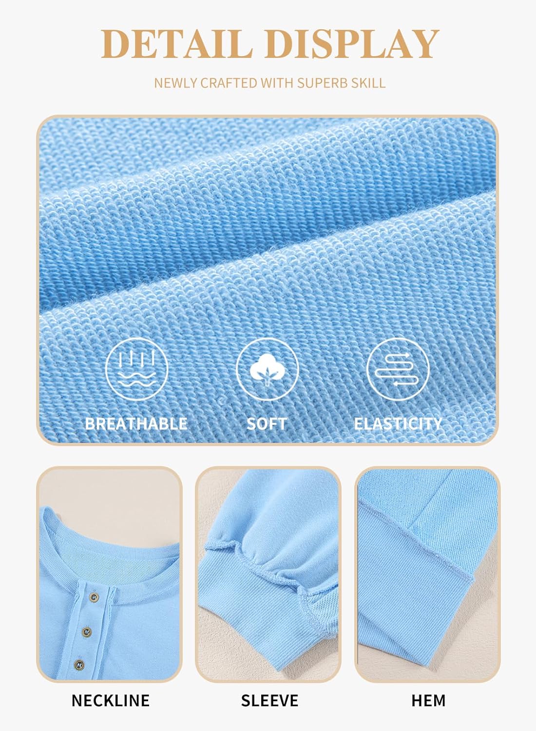 Eytino Women's Plus Size Sweatshirts Button Henley Neck Casual Long Sleeve Oversized Pullover Tops Shirts(1X-5X) - Image 5