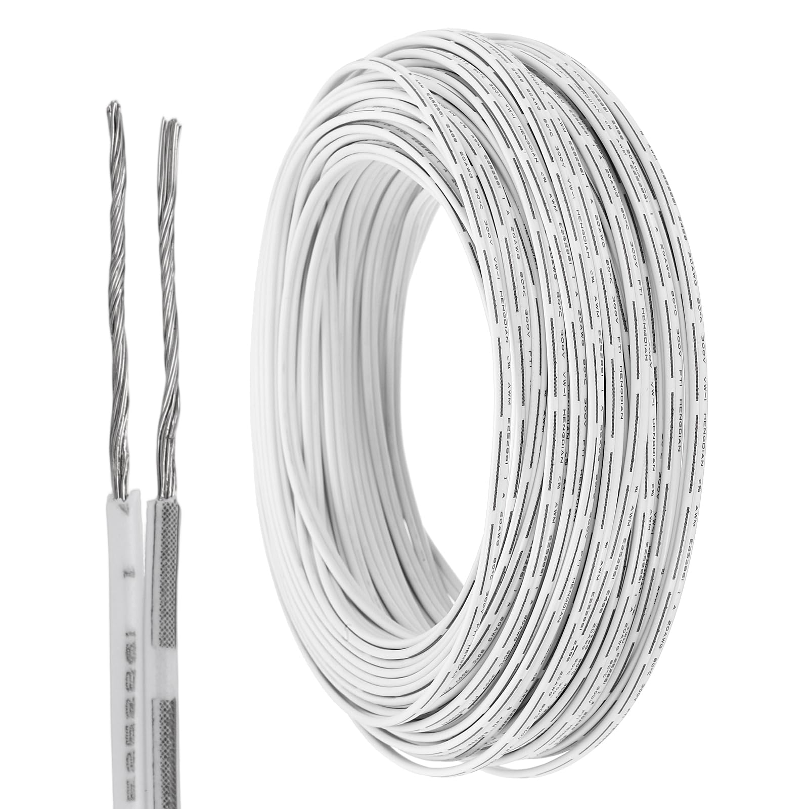 sourcing map 100ft Universal Garage Door Wire, 20AWG 2 Conductor Door Bell Wire Extension Cable Tinned Copper for Control Station & Sensor, Black