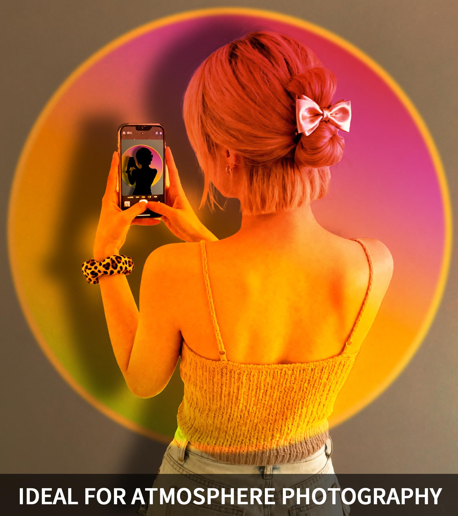 AIHYING Proyector de lámpara de puesta de sol, luz nocturna multicolor cambiante, rotación de 360 grados, lámpara solar LED arcoíris para fondos de fotografía, fiesta, TikTop Live, regalos de Navidad