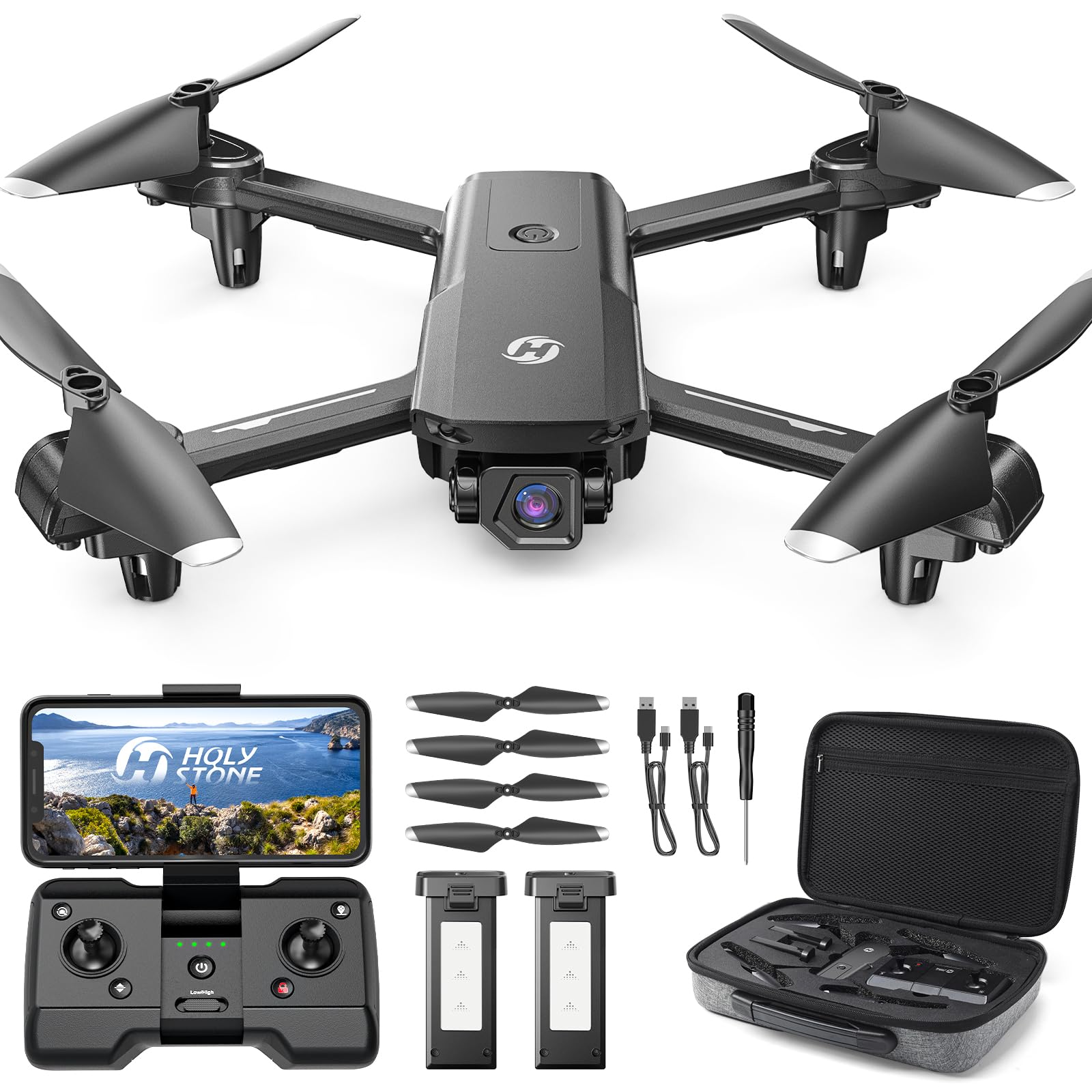 新品未使用　HOLY STONE HS155 ドローン マイクロSD2枚付き Amazon.co.jp: Holy Stone ドローン カメラ付き 100g未満 屋外 小型