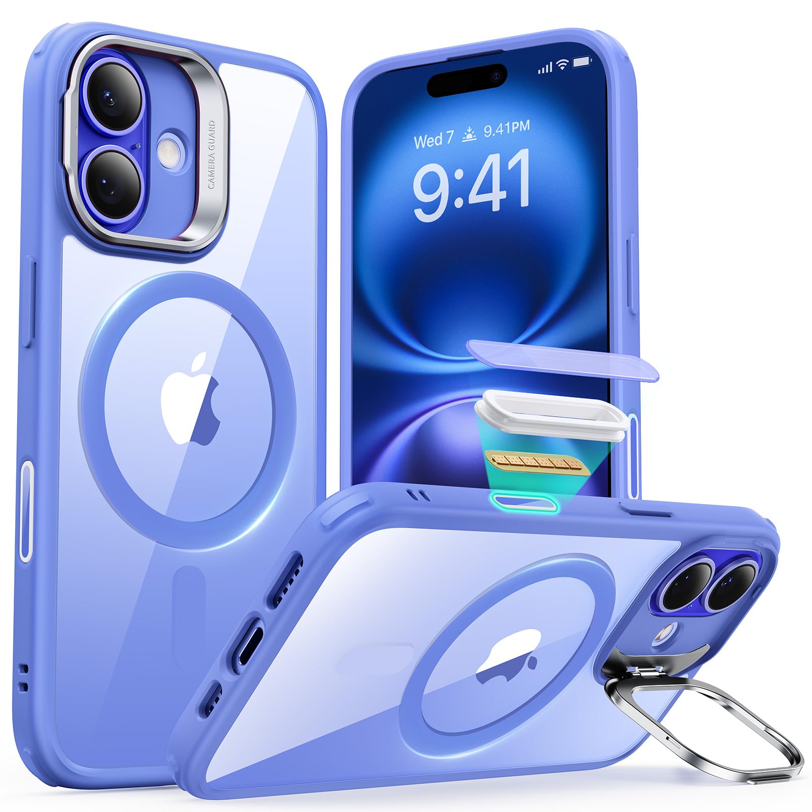 ESR für iPhone 16 Pro Hülle, kompatibel mit MagSafe, Militärnorm Schutzhülle, integrierter Versteck Ständer Handy Case, Kratzfeste Rückseite, Classic Serie, Klar