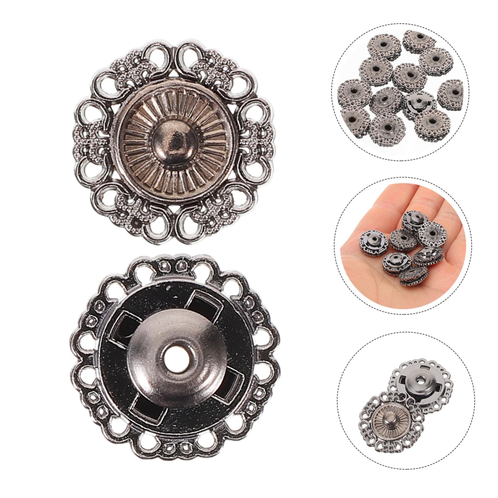 5 Juegos Botones De Abrigo Botón A Presión Broches Para Coser Botones De Presión De Vestir Pequeños A Presión Broches Para Tela Aleación De Zinc Black 25 Piezas * 5 NUOBESTY