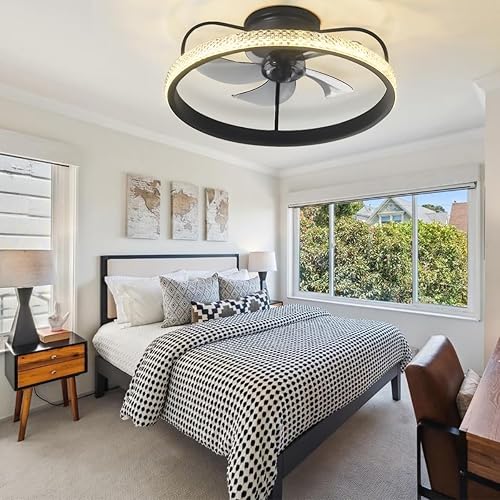 Miniatura 3 de Ventiladores de techo de 20 pulgadas con luces, modernos ventiladores de techo de perfil bajo con control remoto, 3 luces LED, reversible, cambio de