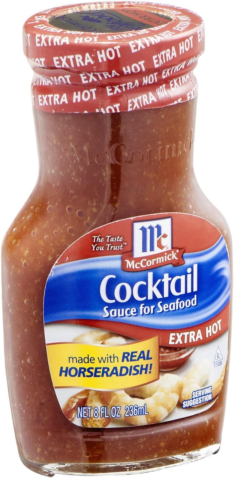 Mccormick Extra Hot Cocktail Sauce for Seafood, 8 Ounce -- 12 per case.