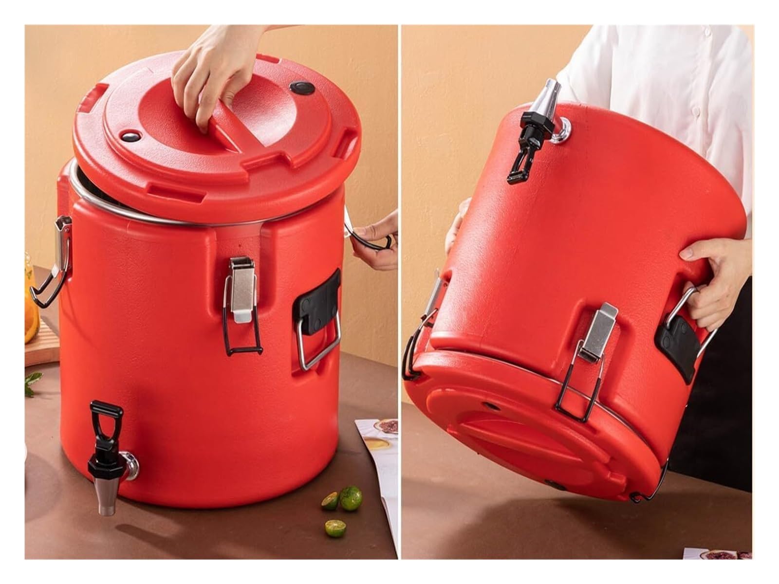Termo para Agua Caliente 20L 30L 40L 50L, Dispensador Aislado de Acero Inoxidable con Grifo, para Café, Bebidas y Sopa, Gran Capacidad para Restaurantes, Bares, Catering y Oficina