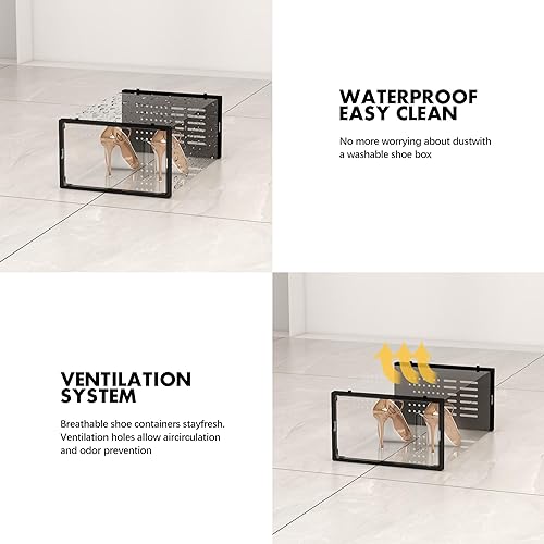 Miniatura 4 de SEE SPRING Paquete de 15 cajas de almacenamiento de zapatos, organizador apilable de plástico transparente para armario, estante de zapatos que