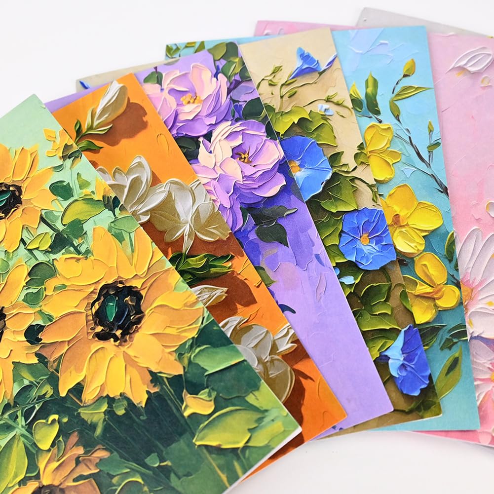 4 x 6 pollici, set di biglietti di auguri con buste vuote, pittura a olio, motivo floreale, elegante biglietto di auguri, biglietti di ringraziamento per compleanni, festa della mamma, #F