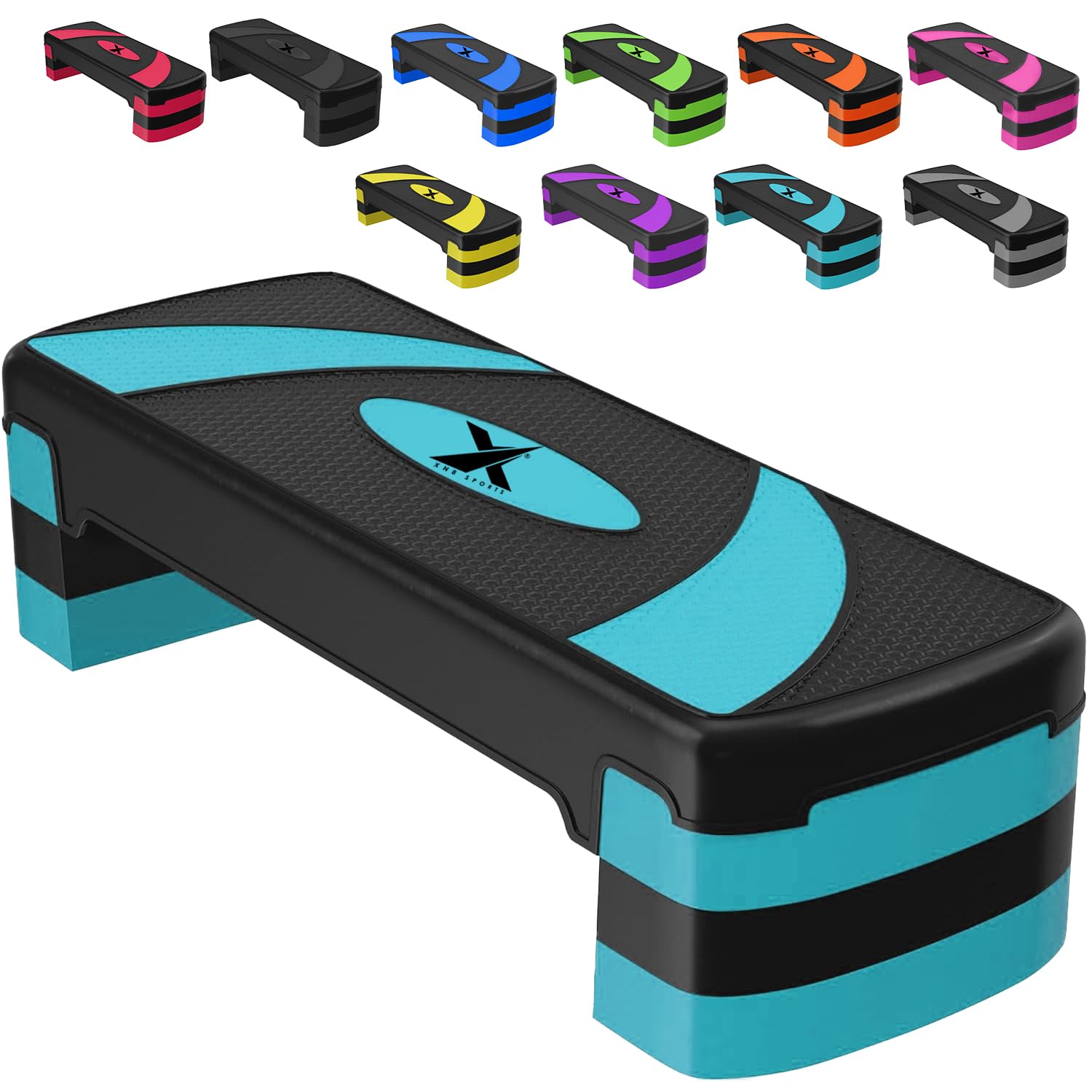 Xn8 Sports Steppers for Exercise Workout Adjustable Height 10cm 15 cm 20cm Sturdy Exercise Step for Gym, Aerobic Steps, Cardio Exercise and Stretching- Exercise Stepper for Home (Turquoise)
