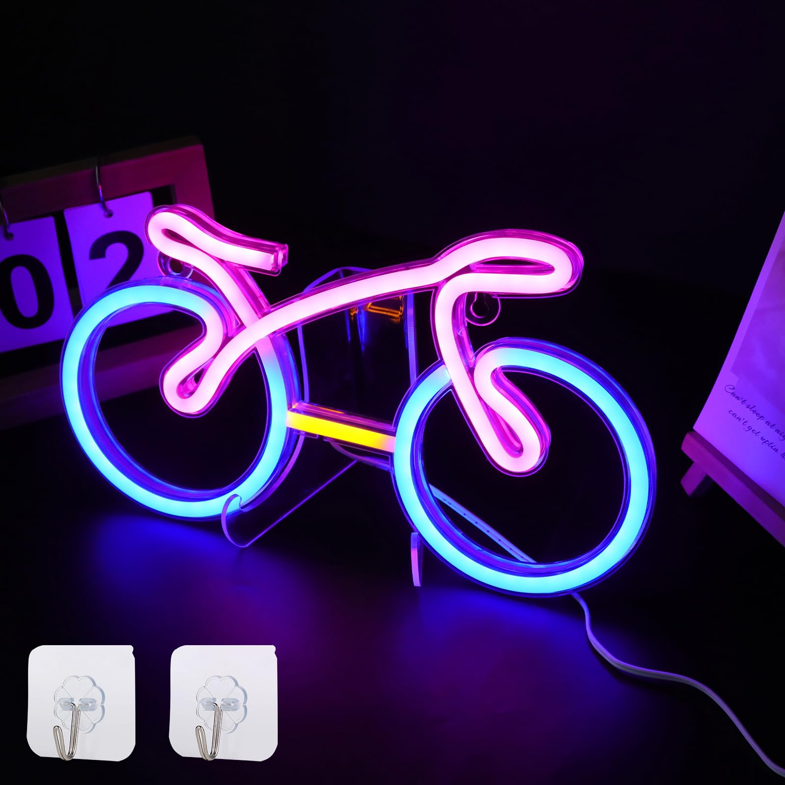 ENUOLIBike Neon Signs, Bicycle Neon Signs for Wall Decor USB or Battery Powered Bicycle Neon Lights Neon Wall Light Suitable for Office Game Room Man Cave Living room Bedroom Shop Bar Clubs (Bike)