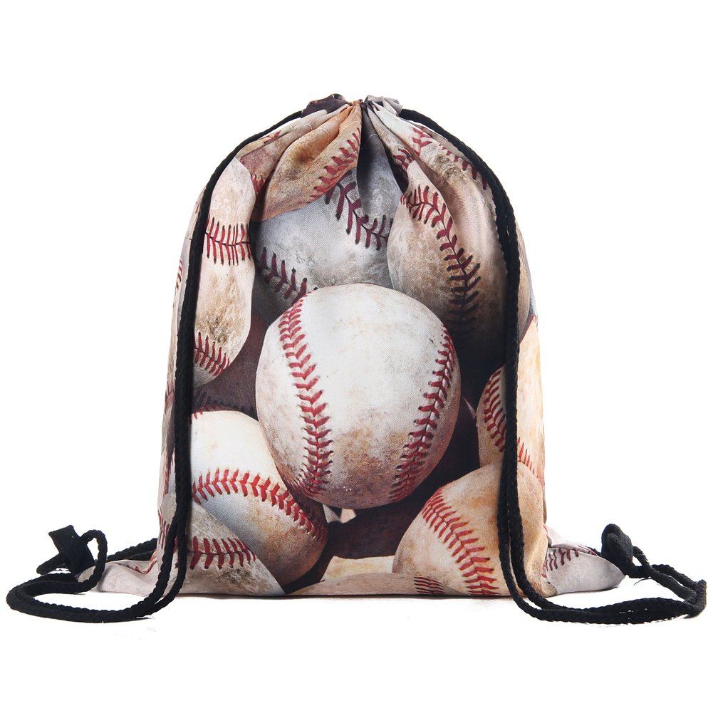 Drawstring Bag Water Resistant Polyester Gym Bag Baseball Gifts (baseball)