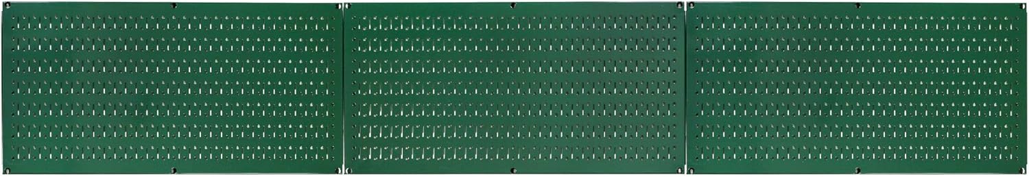 Wall Control Pegboard Value Pack - (3) Pack of Wall Control 16-Inch Tall x 32-Inch Wide Horizontal Green Metal Wallboards for Home & Garage Tool Storage Organization (Green Pegboard)