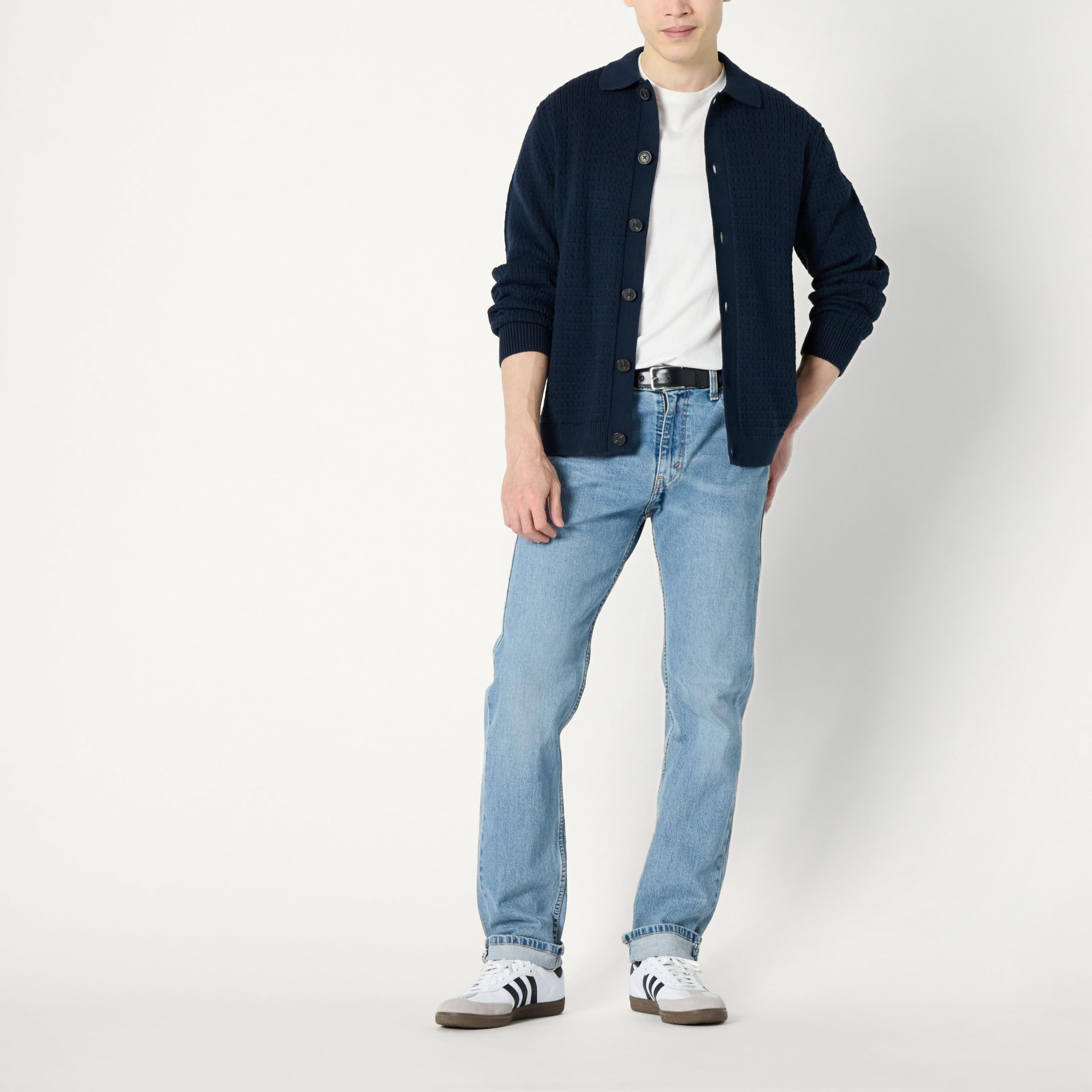 Amazon Essentials Homme Pull Cardigan Décontracté avec Col Coupe Décontractée