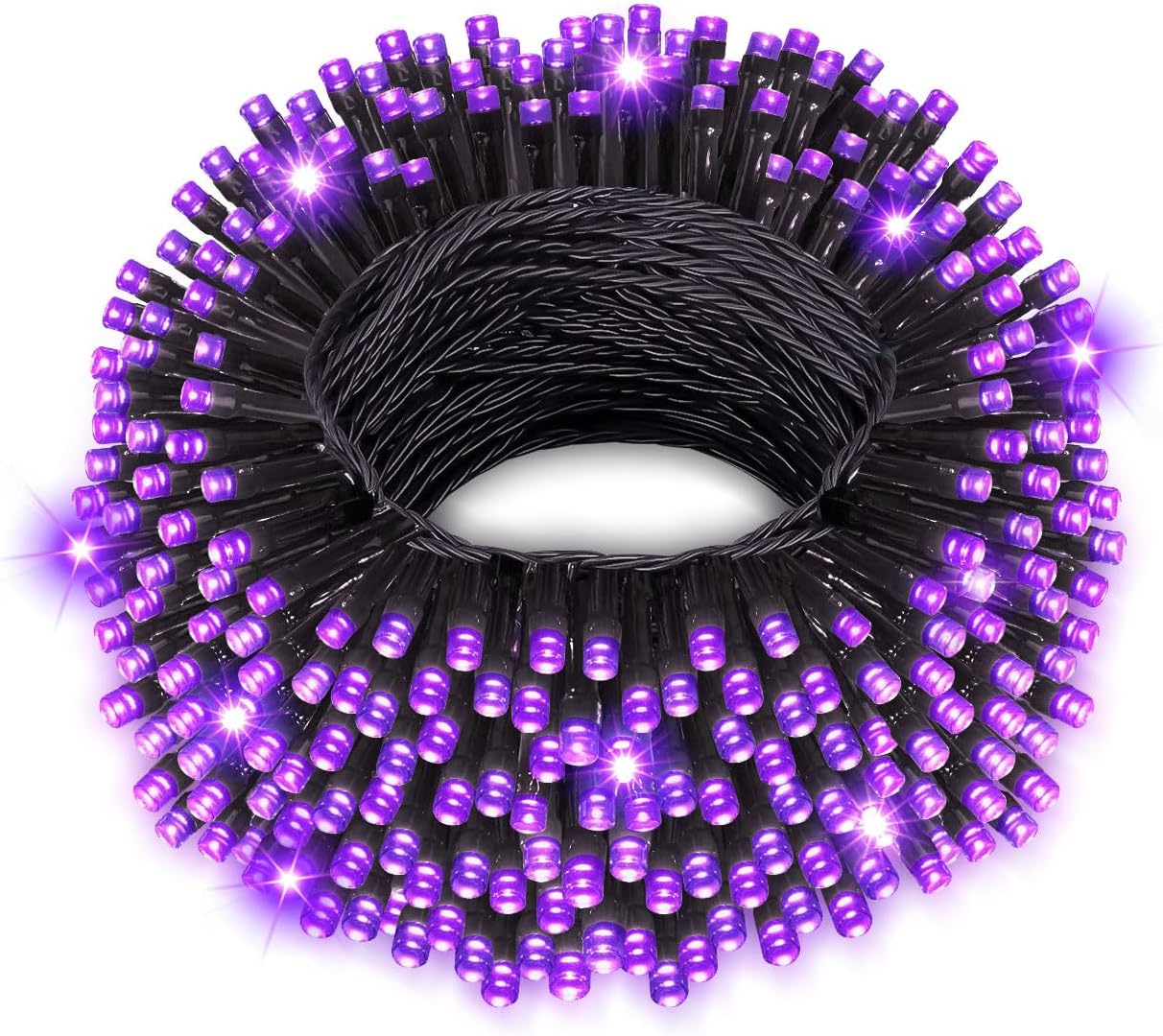 125 FT 380 LED Purple Halloween Lights, Waterproof Outdoor String Lights Black Wire with 8 Modes, Timer & Memory, Plug-in Halloween String Lights for Indoor Windows Yard Tree Decorations Purple 125FT 380LED