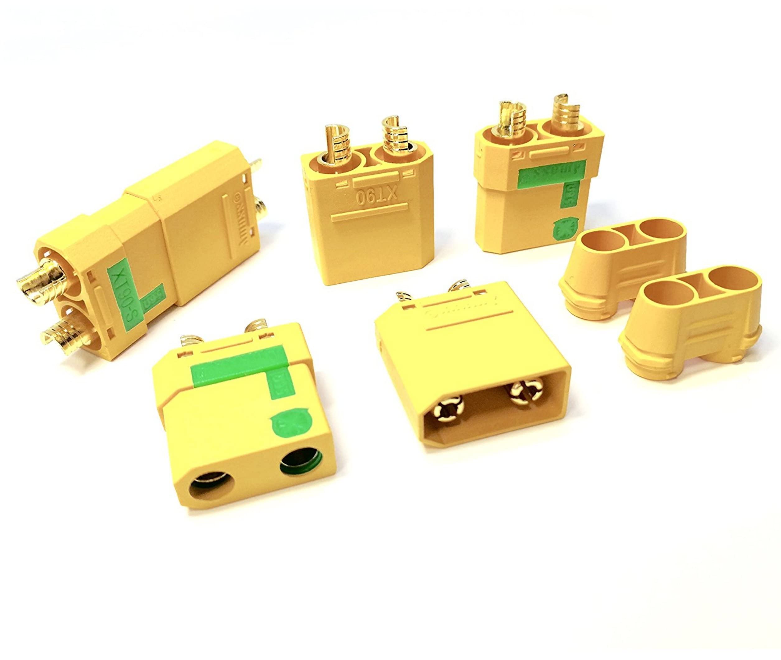 Mr. Plug 4 Paia (8 Pezzi) Connettori AMASS XT90S Antiscintilla Maschio Con Cappucci, 90A, Per Modellismo RC