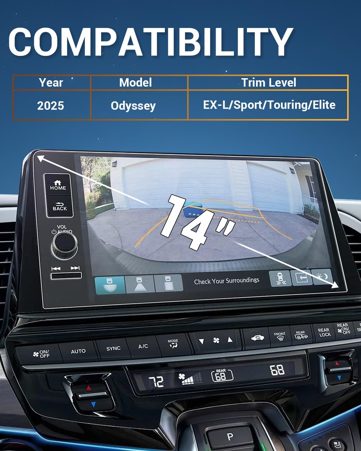 YEE PIN Screen Protector 2025 Odyssey Screen Protector for 2025 Honda Odyssey Accessories, Screen Protector for 2025 Odyssey EX-L/Sport-L/Touring/Elite 9-in & 12.8-in Rear Entertainment Display 4Pack