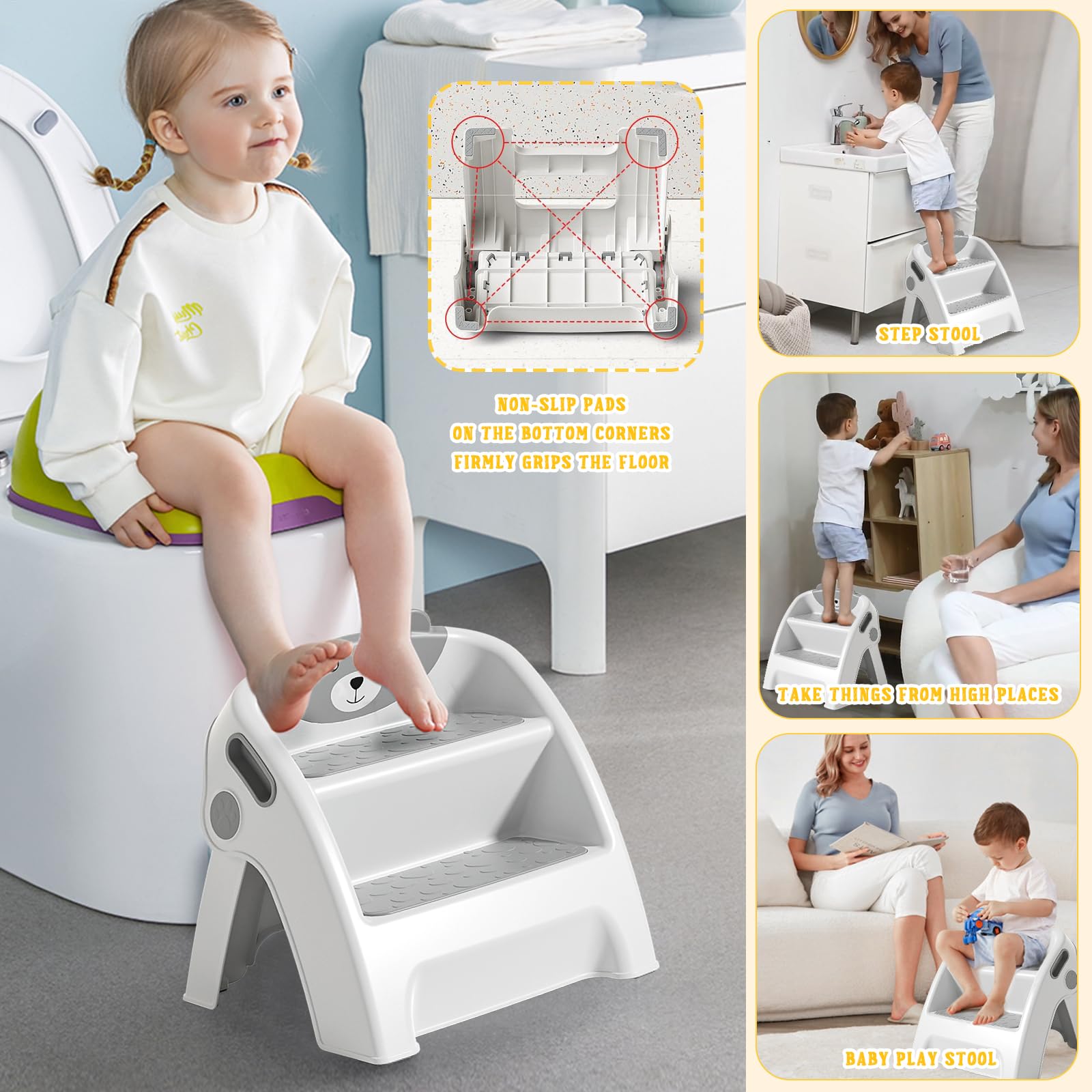 Sgabello Da Toilette Squat Adult, Sgabello Per Cacca Regolabile In Altezza Per Bagno Con Scatola Portaoggetti Sgabello Portatile Antiscivolo Per Vasino - Foto 5