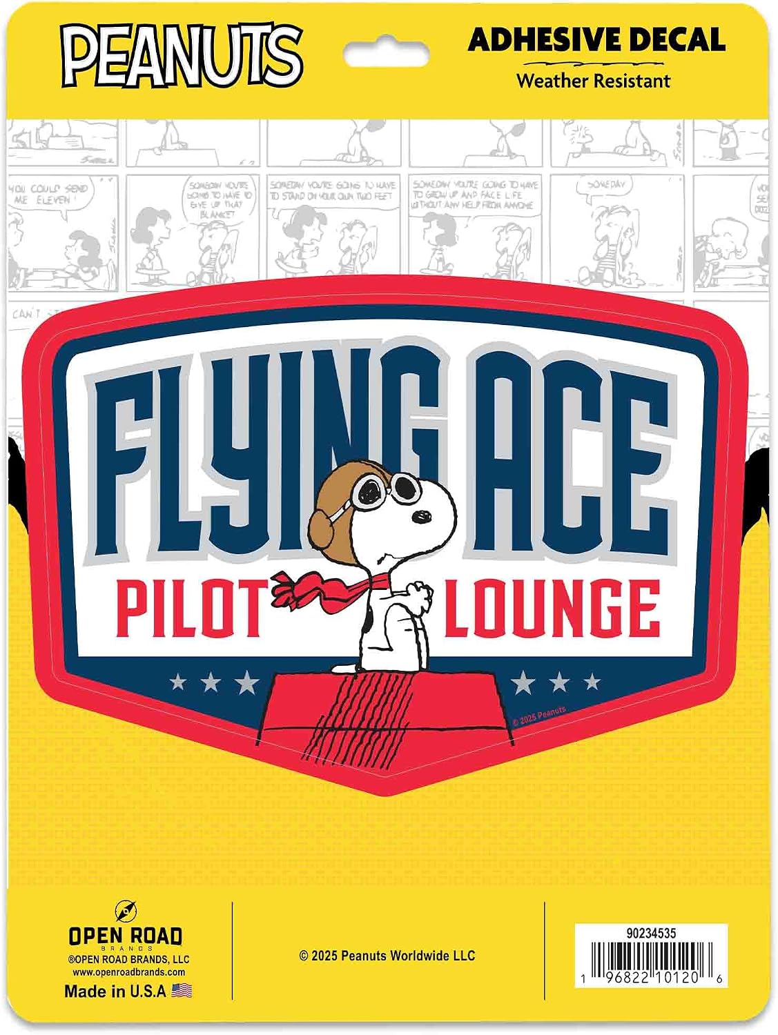 Peanuts Snoopy Flying Ace Pilot Lounge Adhesive Vinyl Decal