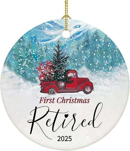 Adorno de Navidad de jubilación 2025, adorno de primera Navidad para jubilados 2025, regalos de jubilación para mujeres, regalos de cerámica de 2.9