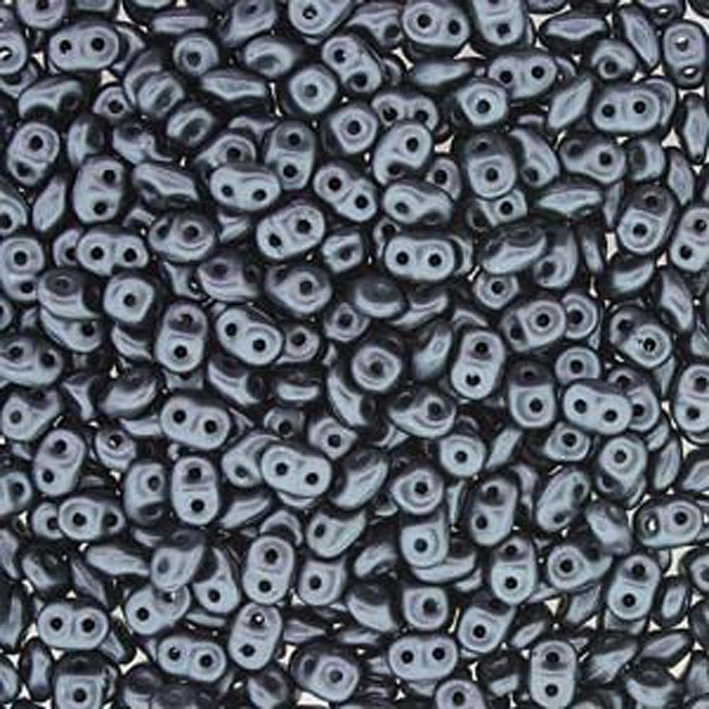 Pastel Dark Grey Hemitite 2x4mm 2 Hole Bead 8 Grams Superduo Miniduo