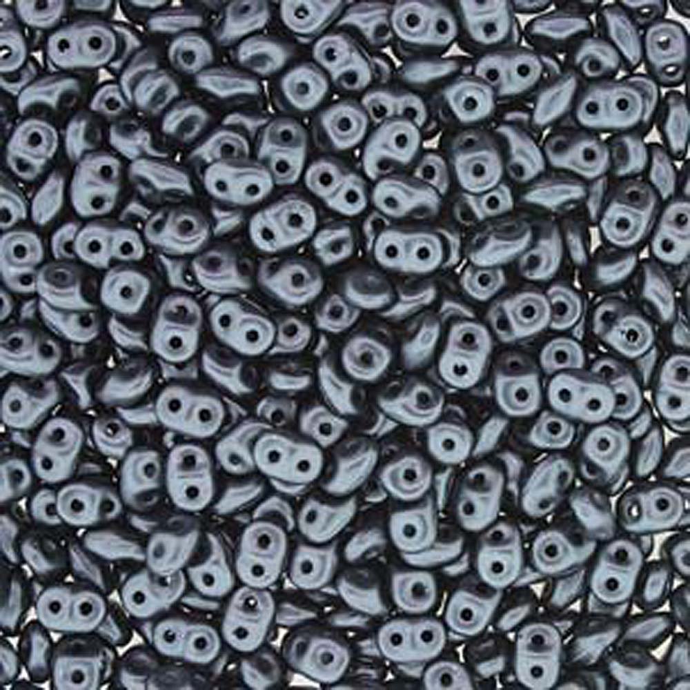 Pastel Dark Grey Hemitite 2x4mm 2 Hole Bead 8 Grams Superduo Miniduo