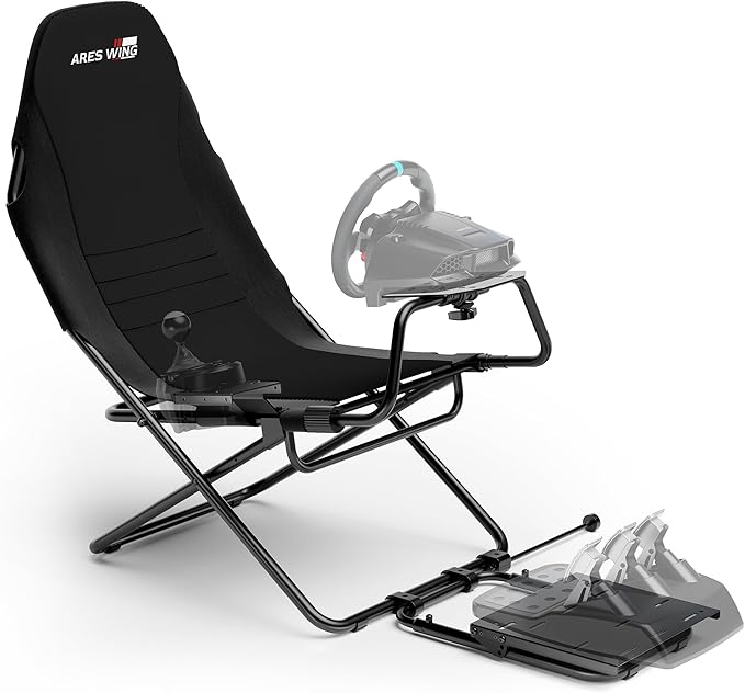ARES WING Foldable Racing Simulator Cockpit, Racing Wheel Stand with Seat, Formula and GT Sim Driving Simulator Compatible with Fanatec, Thrustmaster, Logitech, Moza Games on PS5, PS4, Xbox and PC