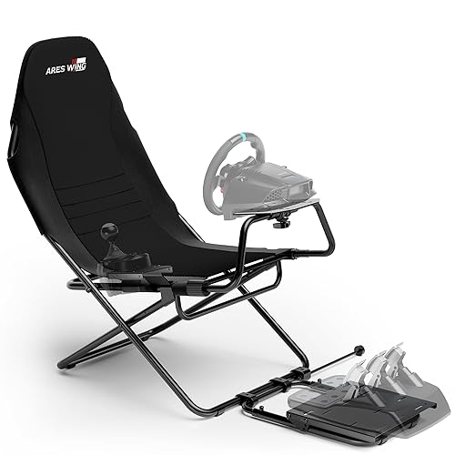 ARES WING Foldable Racing Simulator Cockpit, Racing Wheel Stand with Seat, Formula and GT Sim Driving Simulator Compatible with Fanatec, Thrustmaster, Logitech, Moza Games on PS5, PS4, Xbox and PC