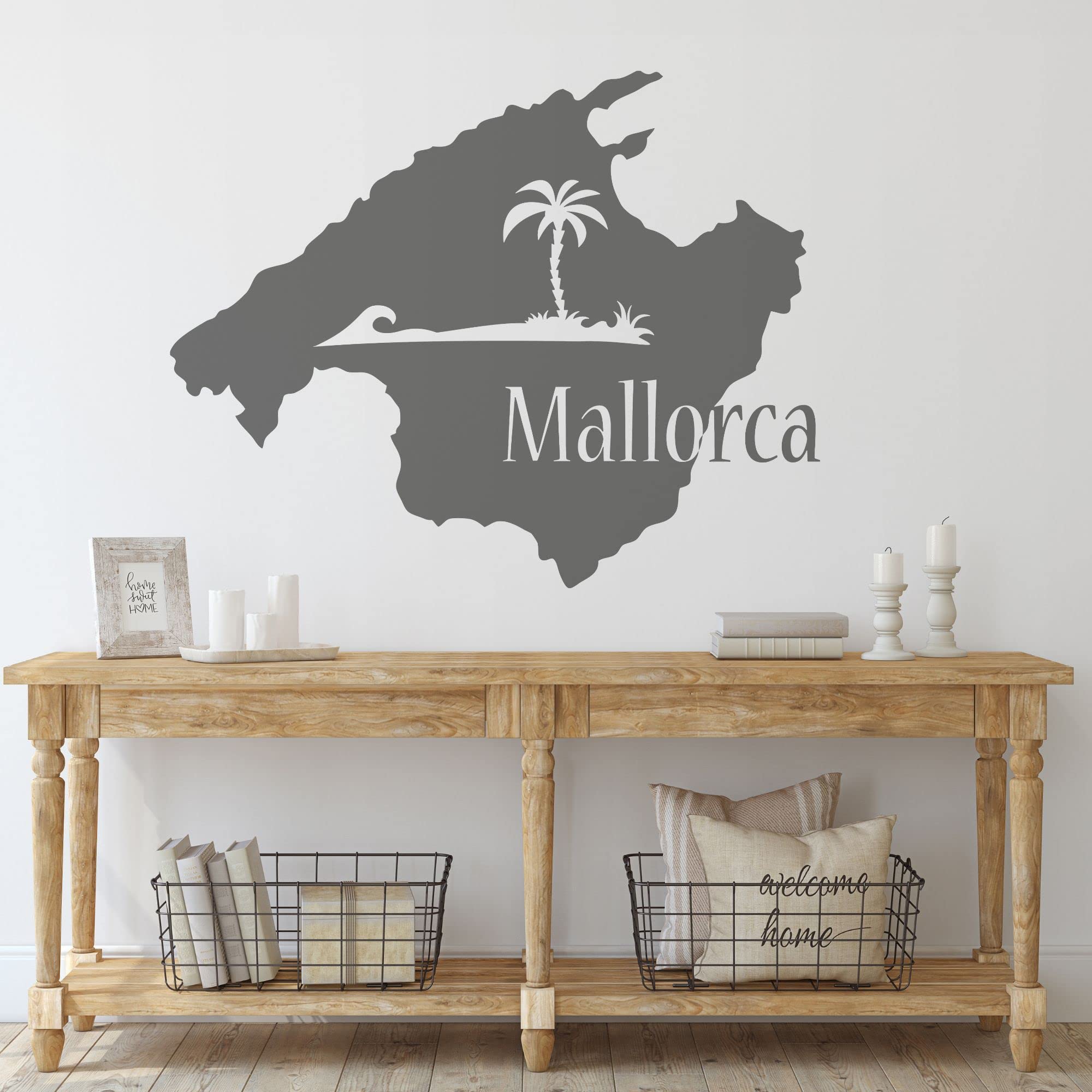 GRAZDesign Wandtattoo Mallorca Landkarte – 72x57 Cm, Mittelgrau, Selbstklebend