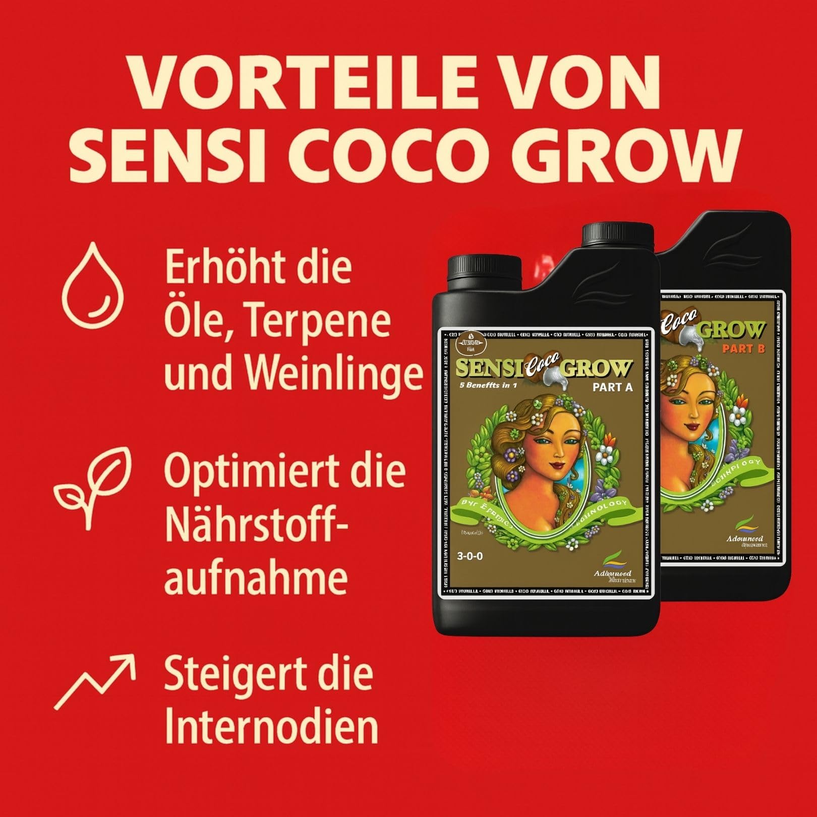 Weedness Advanced Nutrients pH Perfect Sensi Coco Grow A&B 1 Liter - NPK Dünger Grow Anbau Indoor Erde Flüssigdünger Organischer Bio