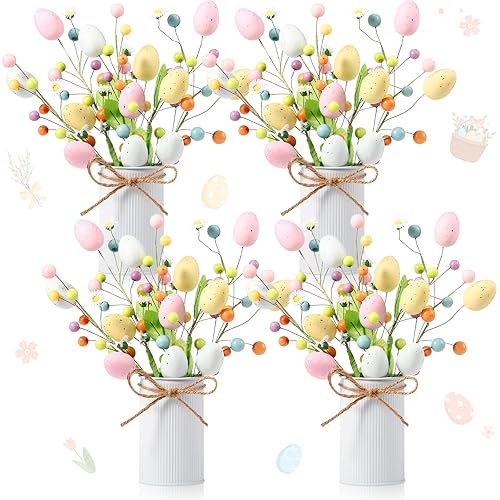 Riceshoot 4 Set Easter Table Centerpiece Decor Artificial Easter Egg