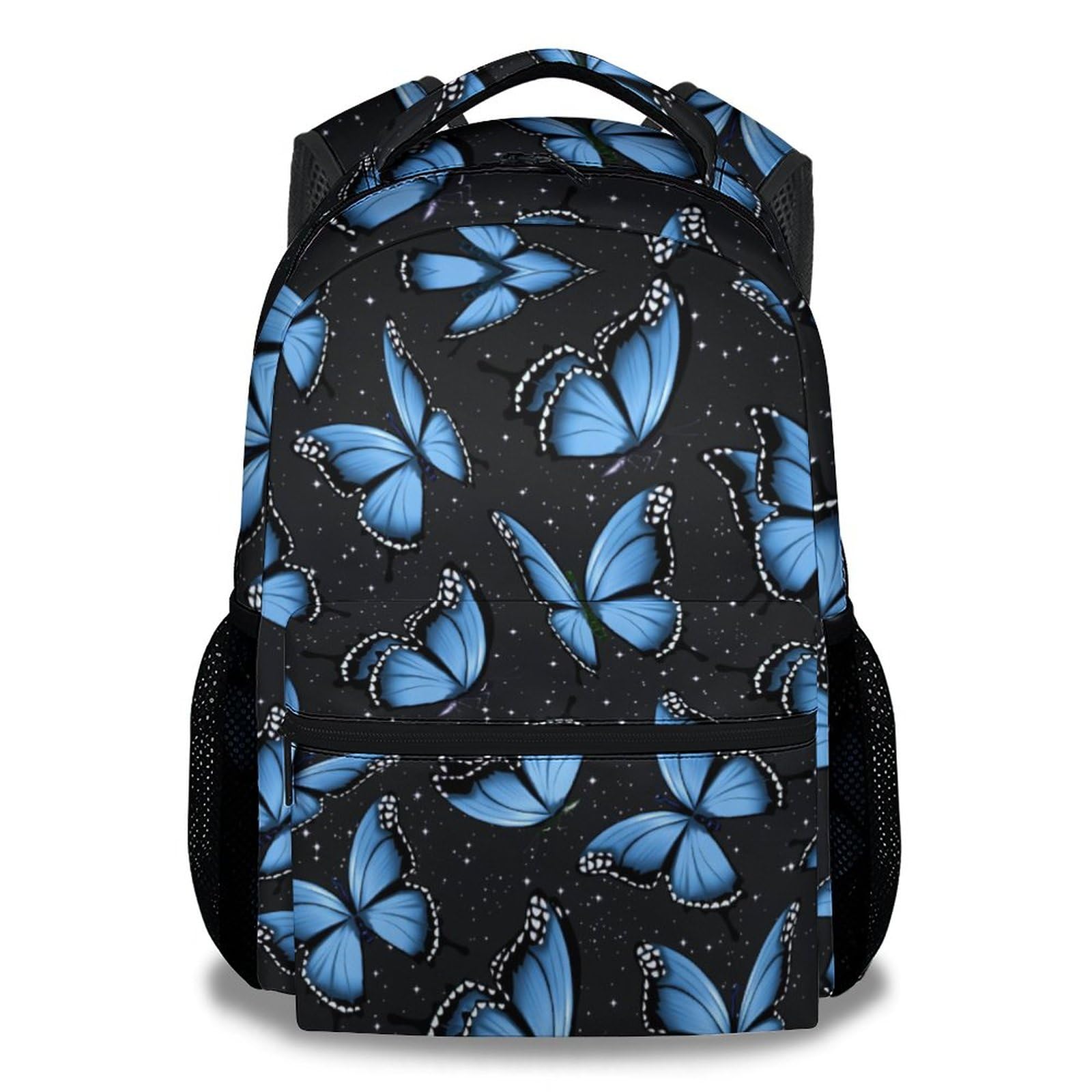 COOPASIA Butterfly Backpack for Girls, 16 Inch Aesthetic Backpack for School, Blue, Adjustable Straps, Durable, Lightweight, Large Capacity Bookbag