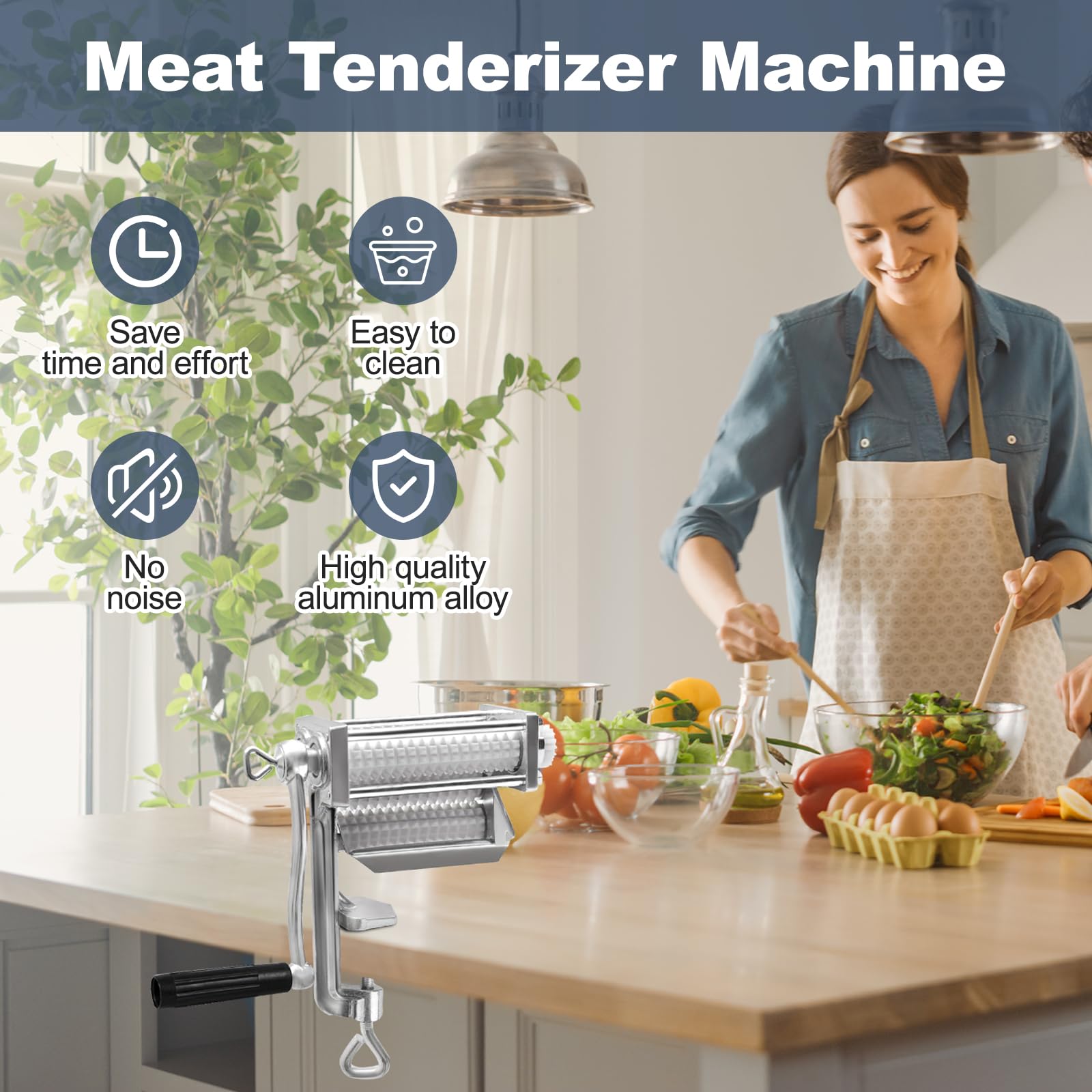Ablandador De Carne, Ablandador De Carne Con Rodillos De Cuchillas De Acero Inoxidable Y Manivela De Funcionamiento Suave, Ablandador De Carne Para Pollo, Res, Bistec, Cocina, Hogar, Restaurante