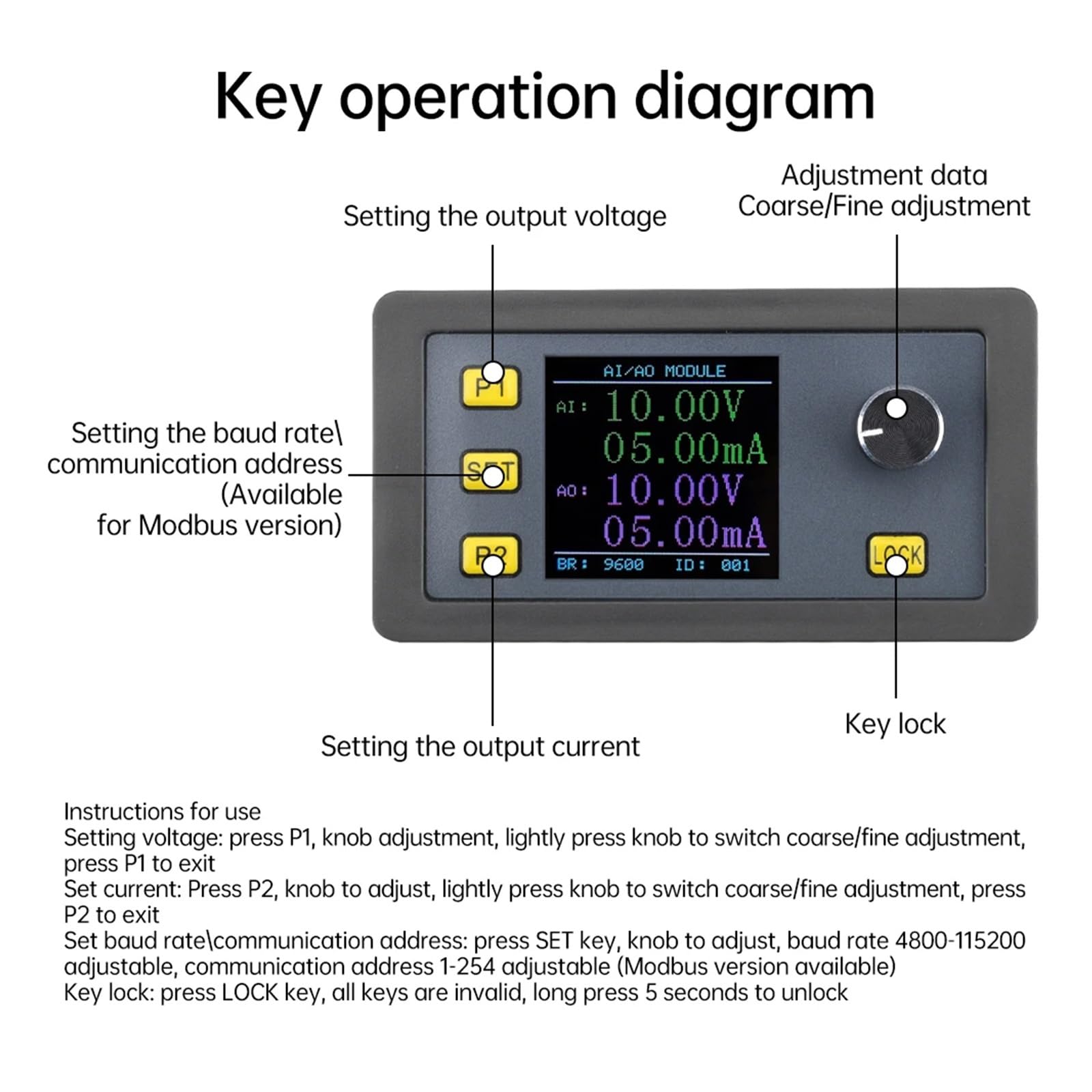 MIUYTRN DC 0/2-10 V 0/4-20 mA Hochpräziser digitaler Signalgenerator Stromquelle Analoger Eingangs-/Ausgang Messfrequenzgenerator(with Modbus)