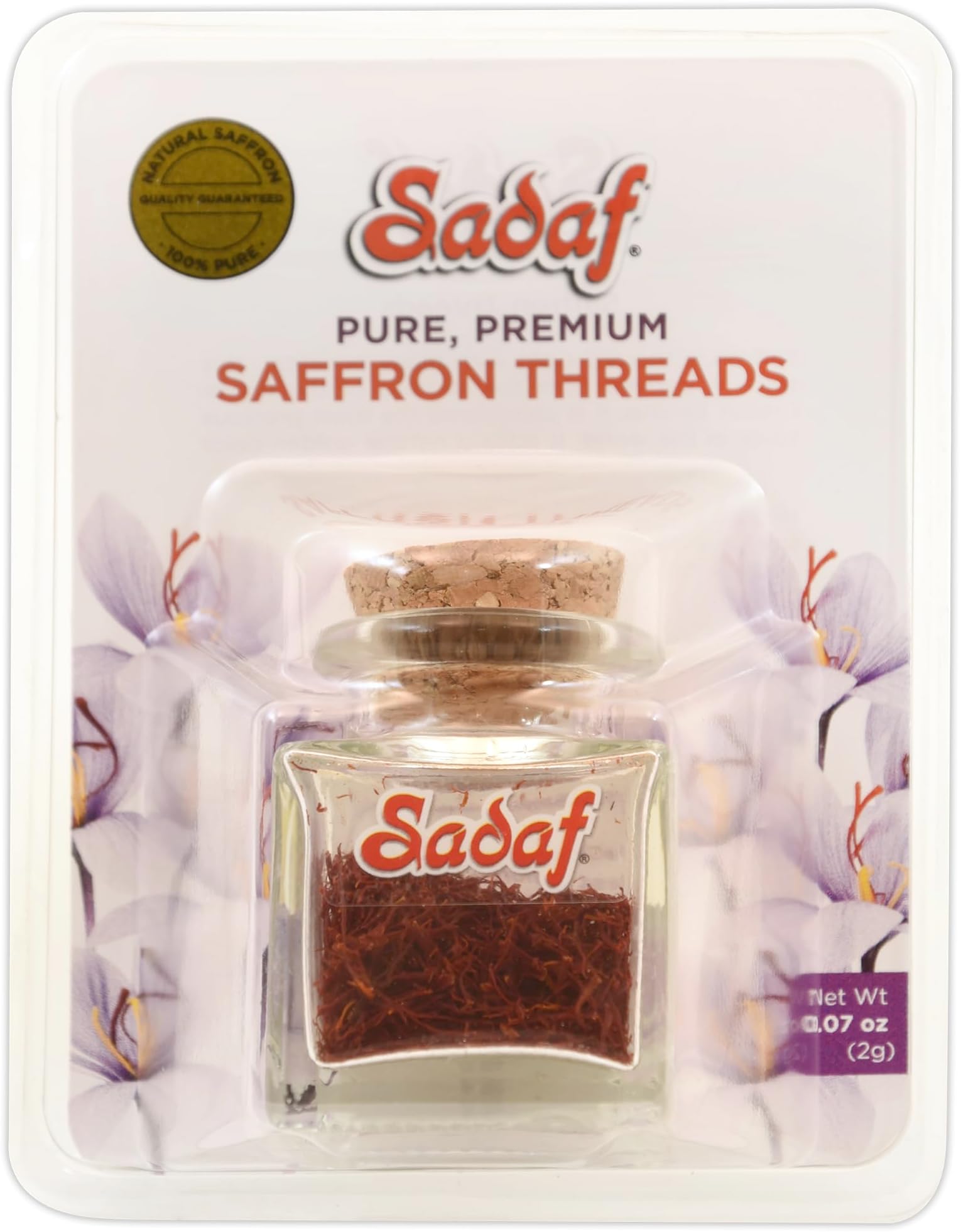 Sadaf Premium Saffron Threads - Premium Grade 'A' Saffron for Cooking - Pure Saffron Delight - Kosher - 2 g Bottle