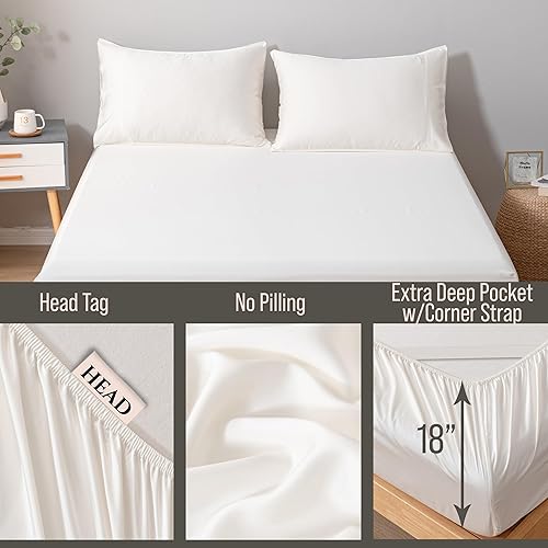 Miniatura 3 de Bella Coterie - Sábana bajera ajustable de viscosa de bambú de lujo, 100% cultivada orgánicamente, ultrasuave, refrescante para personas que duermen