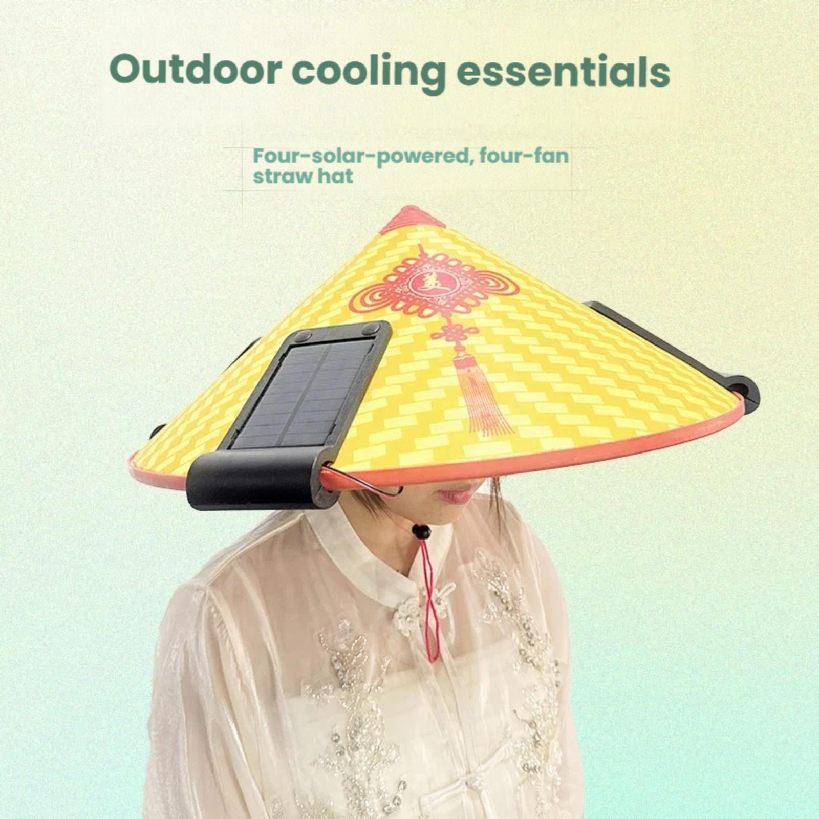 Solarbetriebener Strohhut, 360° verstellbare Windrichtung, kühlender Hut mit 3 Geschwindigkeitsstufen, Solar- und USB-Aufladung, UPF 50+, wasserdicht, breite Krempe, Sonnenhut für Männer und Frauen