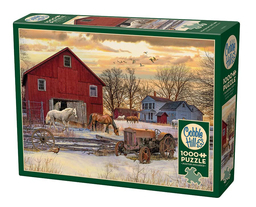 Cobble Hill Puzzle de 1000 pièces – Hiver à la ferme – Exemple d'affiche incluse