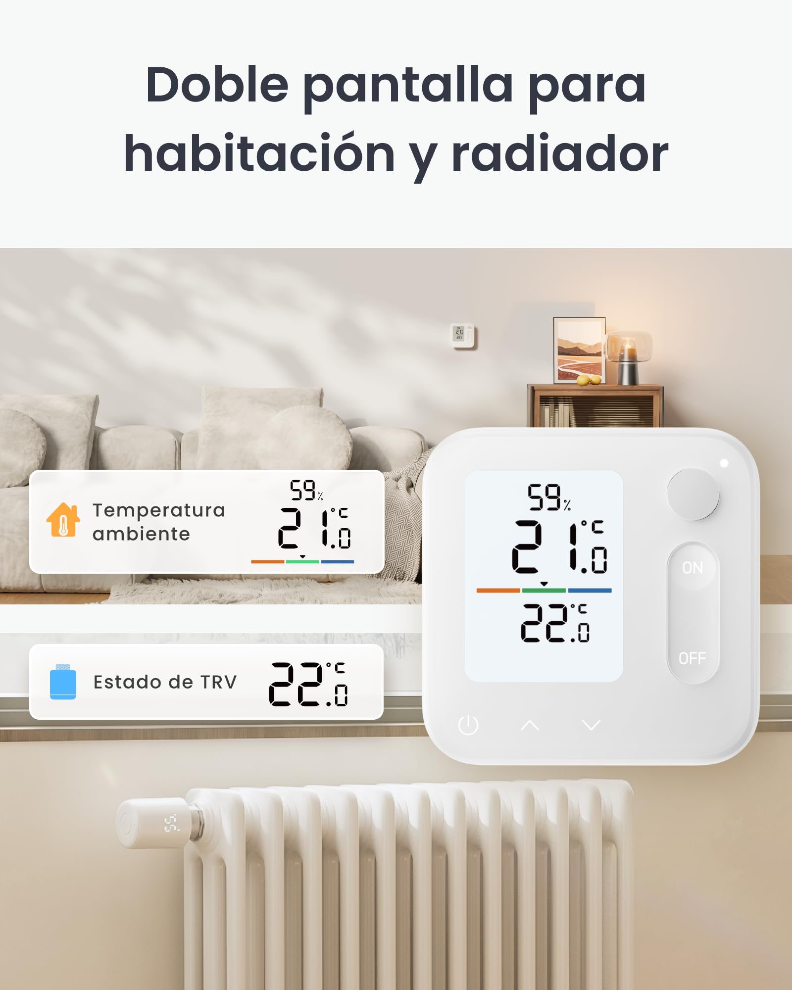SwitchBot Panel de clima interior, termohigrómetro integrado, optimiza el control de la válvula del radiador, ahorro de energía y costes. Compatible con Apple Home & Home Assistant a través de Matter