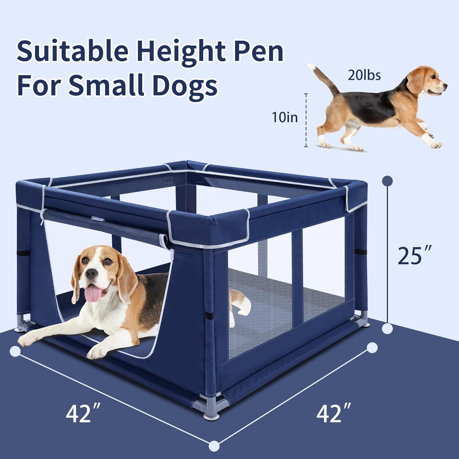 42x42x25,6 Zoll Welpenlaufstall mit Tor, Hunde-Laufstall für Welpen oder kleine Hunde, Hundezaun Haustier-Laufstall für drinnen und draußen, Stabiler Sicherheitshundgehege mit verdicktem Stoff,